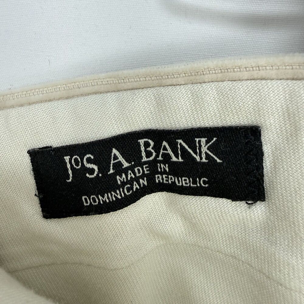 VTG Jos. A. Bank Mens Pants Beige Corduroy Straight Cuffed Pleat Chinos Size 35 - Picture 9 of 15